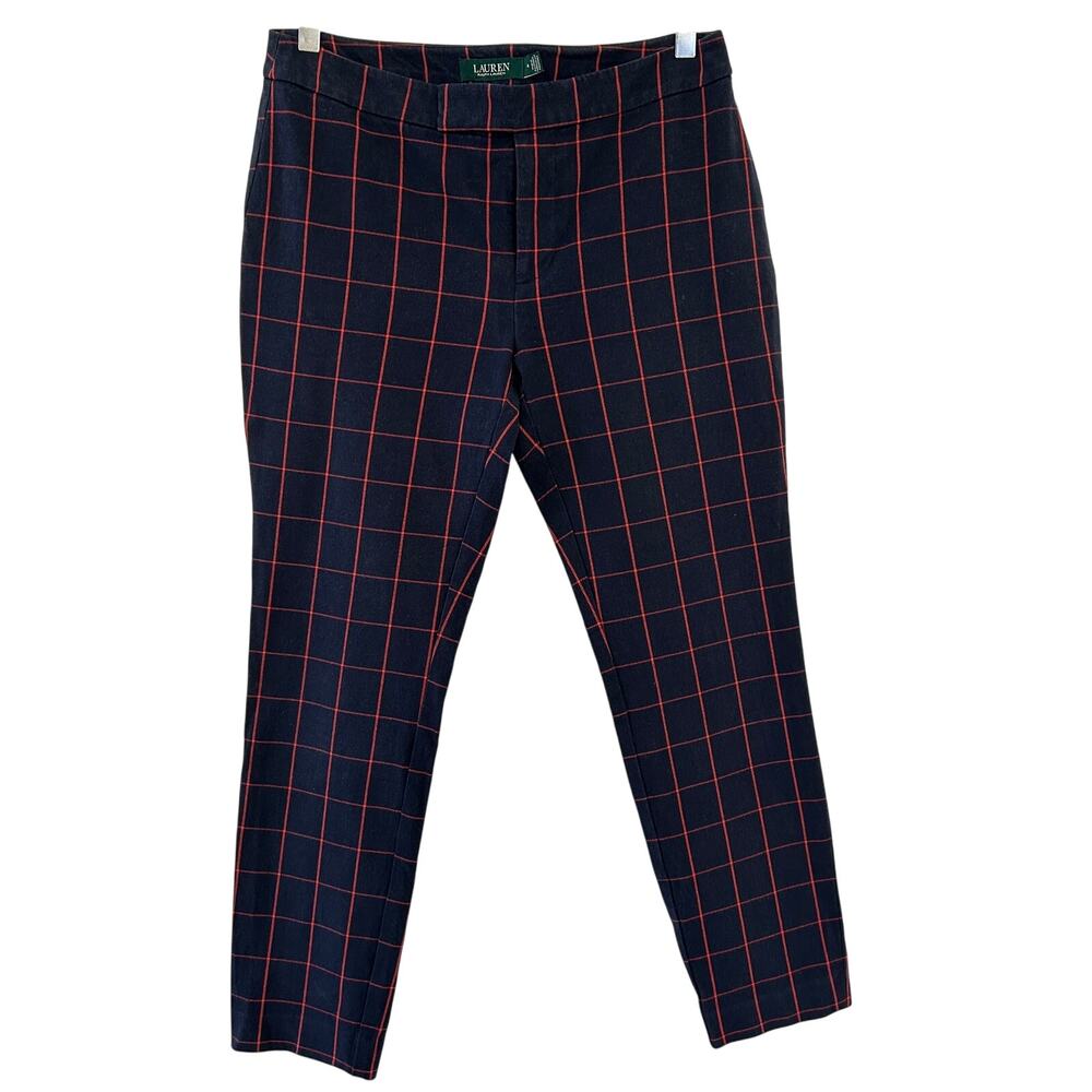 Lauren Ralph Lauren Women's Navy/Red Pants Sz. 4 Old Money Equestrian Preppy